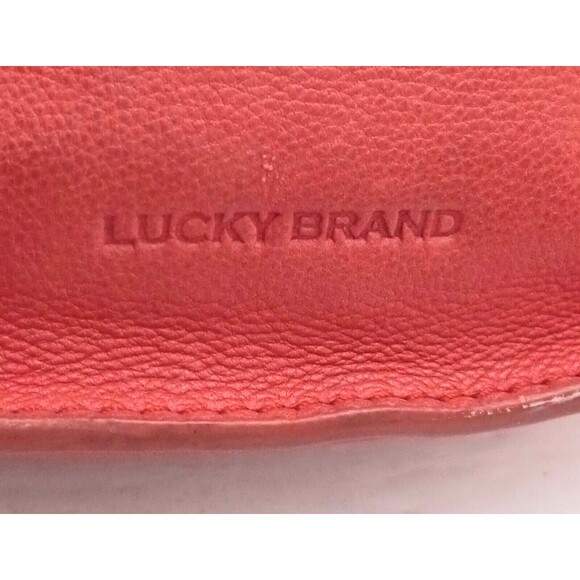 Lucky Brand Dk Orange Pebbled Leather Flap Front Shoulder Bag Adj Strap Zip Top - Picture 5 of 12